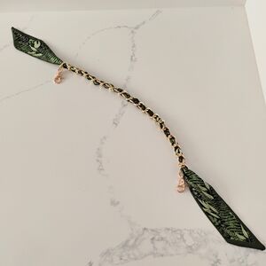 NEW Shoulder Bag Chain - Gold-Toned with Green Ribbon
